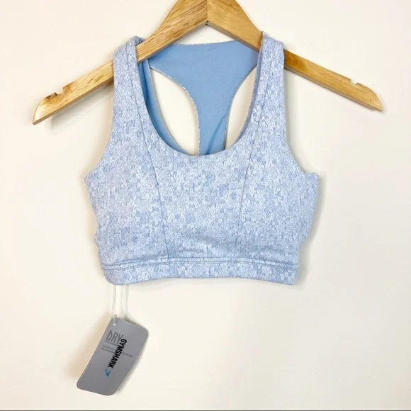 NWT Gymshark Fleur Texture Sports Bra Malibu Blue XS - Picture 3 of 10